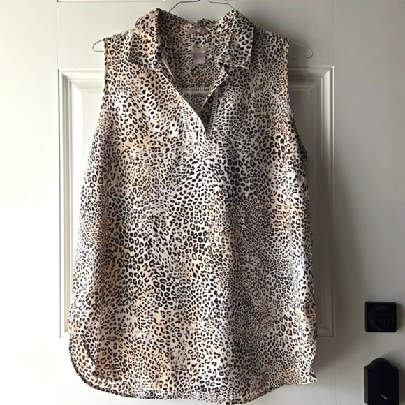 Chico's No-Iron Linen Sleeveless Animal-Print Tunic - Picture 2 of 9